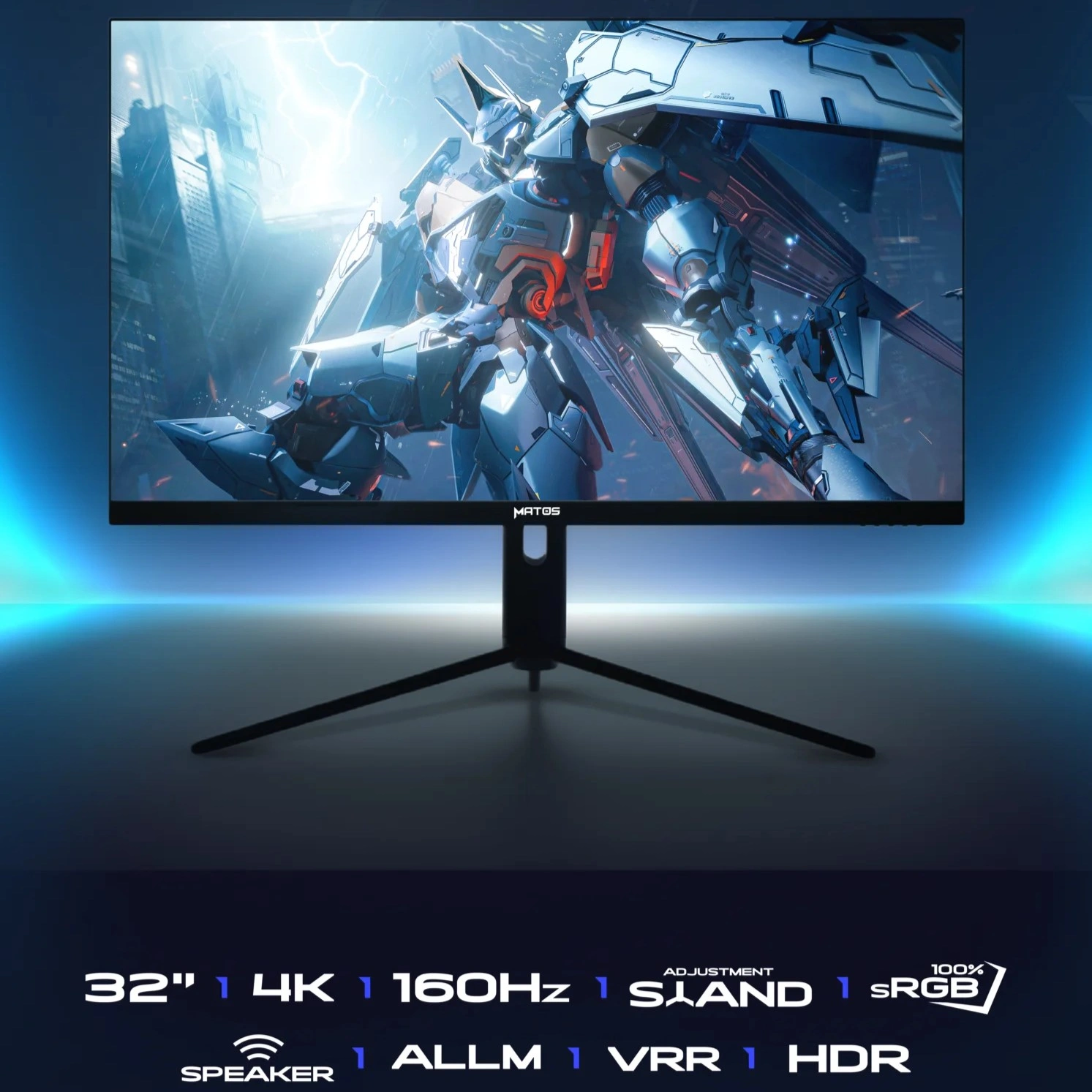 MONITEUR MATOS MSG324K NEON 160HZ IPS 32 POUCE ADJUSTABLE BLACK UHD 4K